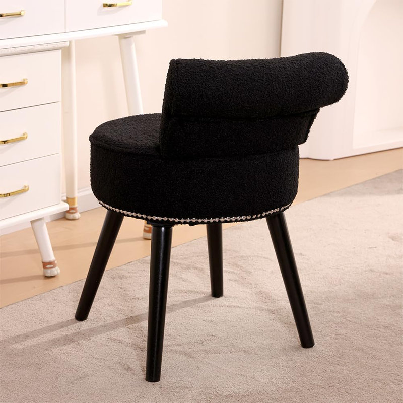 Black vanity chair with back discount